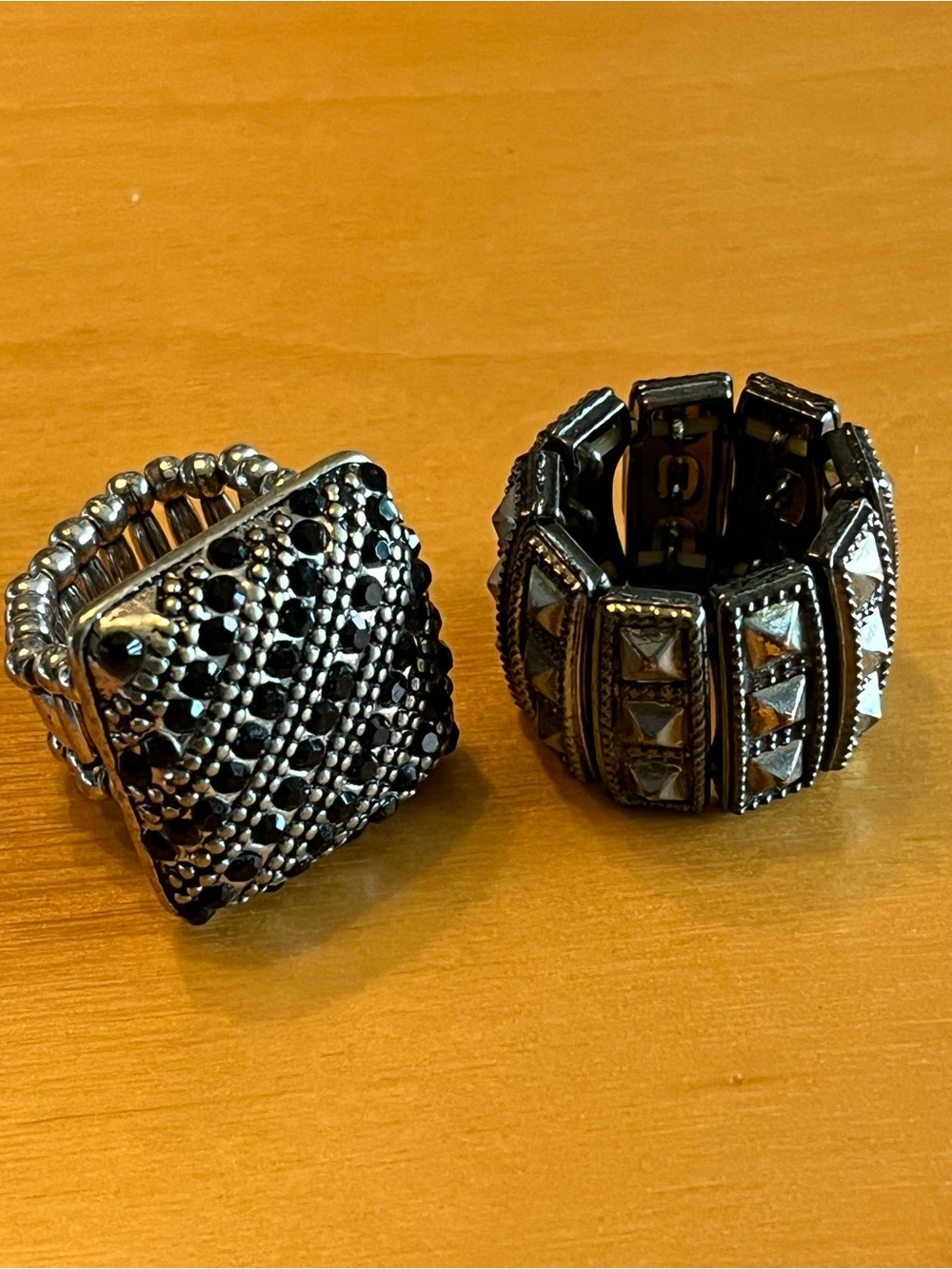 Two (2) Silver-Tone Stretch Rings